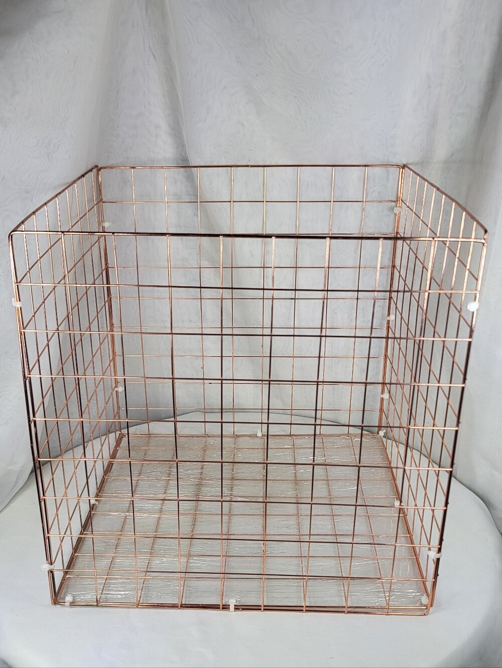 Rose Gold Plated Square Wire Storage Basket - Modern Home Accent
